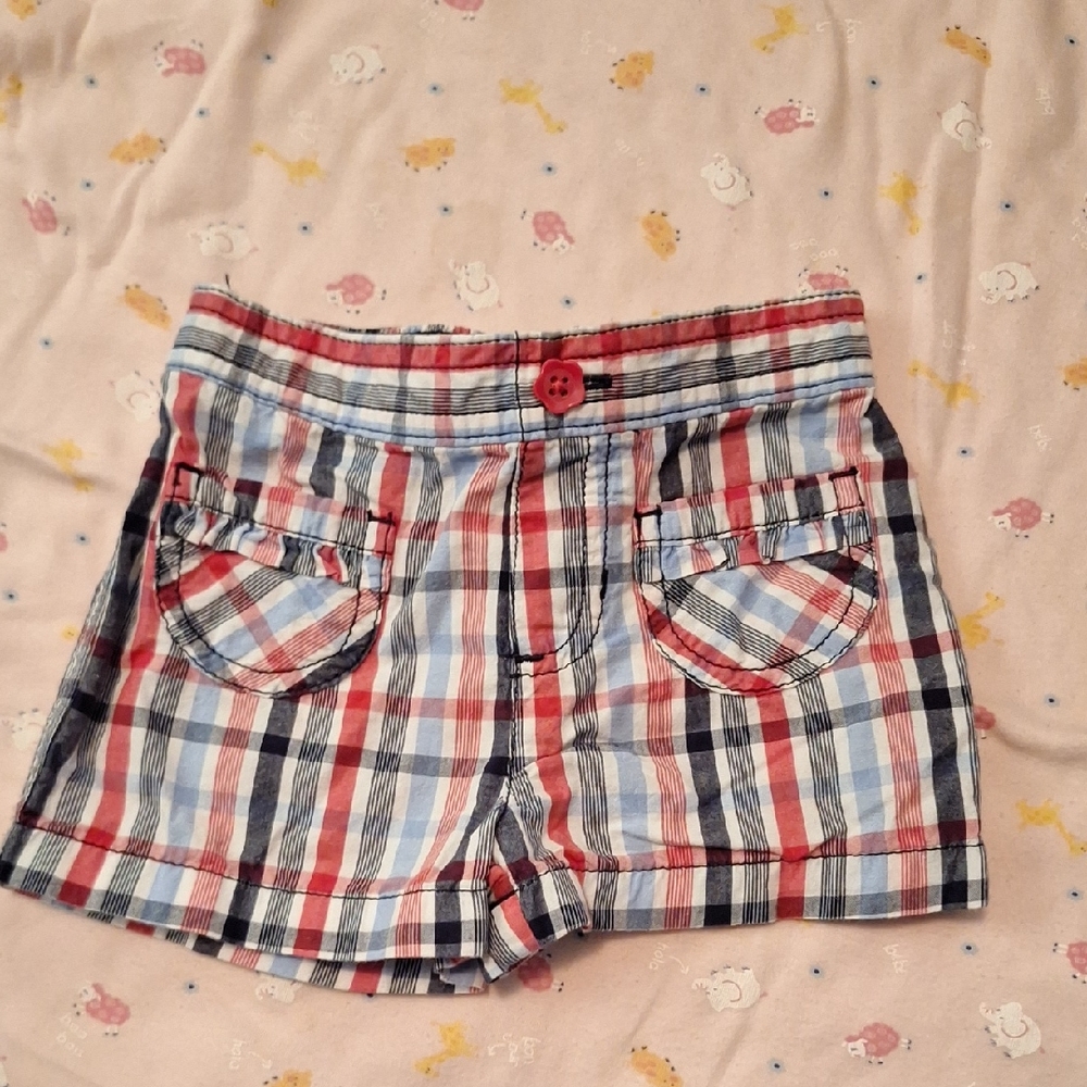 👋5for$5 Jumping Beans Plaid Women's Cargo Shorts - Red, Blue, White